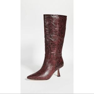 Sam Edelman Samira Pull On Leather Snake Print Heel Boots
